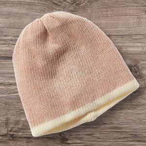 Hat Attack Revolve Reversible Tipped Beanie Hat Natural Pink Knit Classic Cuff